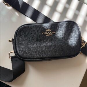 Coach Black Pebbled Leather Bag with Gold Accents